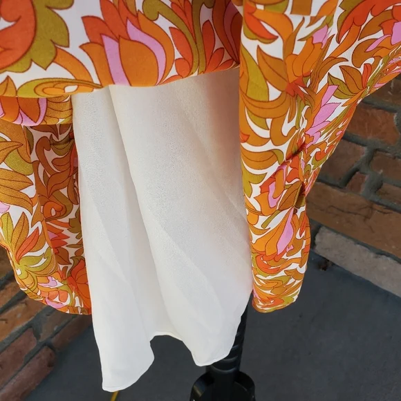 NWT Willow Root Floral Orange Midi Cutout Dress Size Large 9/10 - Picture 8 of 16